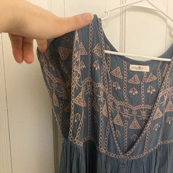 Oversized Embroidered Natural Life Tunic Dress - Picture 3 of 6